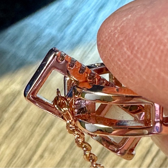 Rose Gold Plated Sterling “I Love You” Pendant Projection Charm Necklace - Picture 9 of 11